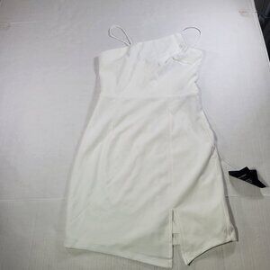 Lulus White  Party for Two Asymmetrical Spaghetti Strap Midi Dress Size XS